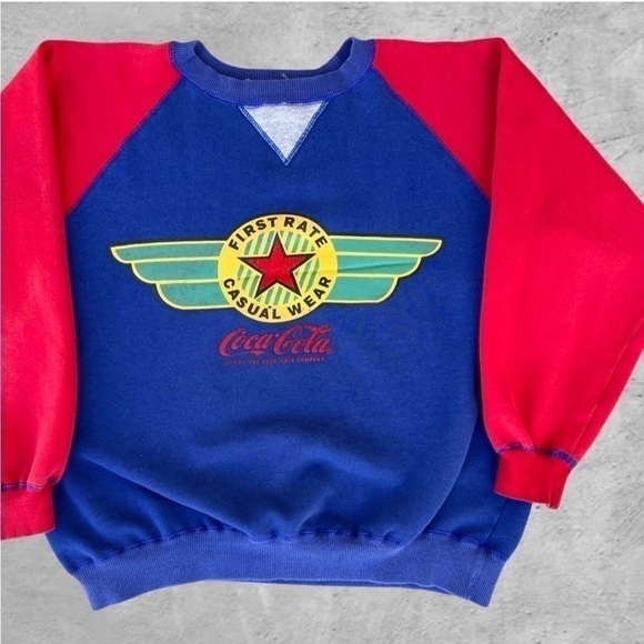 Coca Cola Sweaters - Rare Vintage Retro Coca-Cola Red and Blue Logo Crewneck Sweatshirt Medium